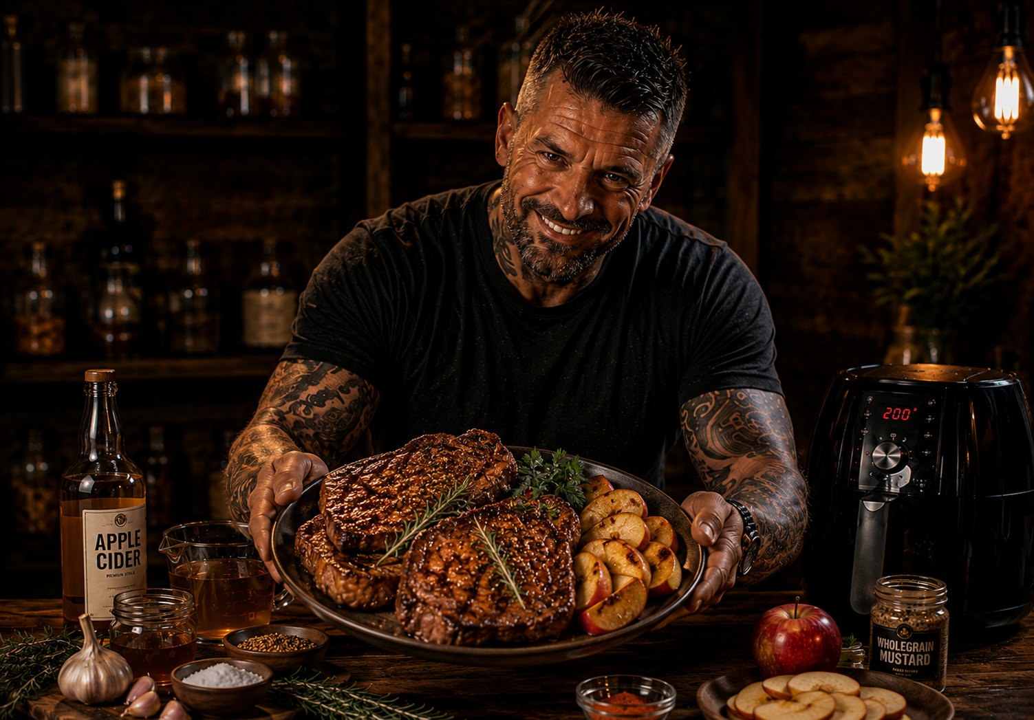 Air-Fryer Apple Cider Glazed Pork Steaks